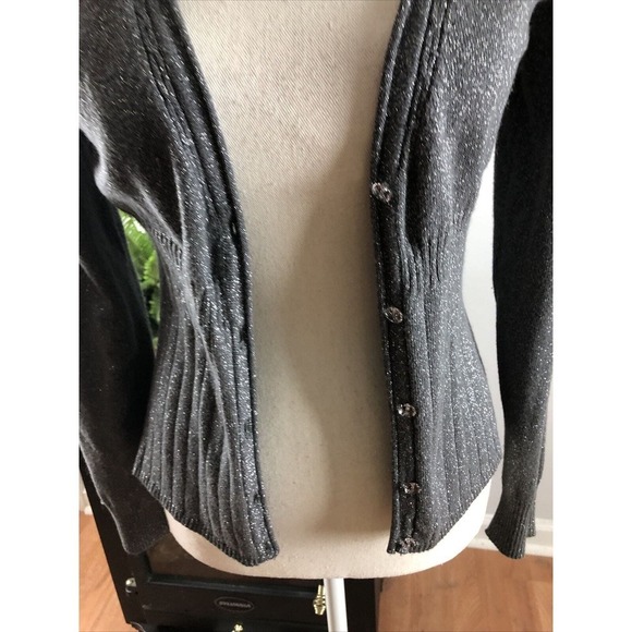 Willie Smith Women's Sweater Cardigan L Long Sleeve Open Front Gray Metallic - Picture 3 of 10